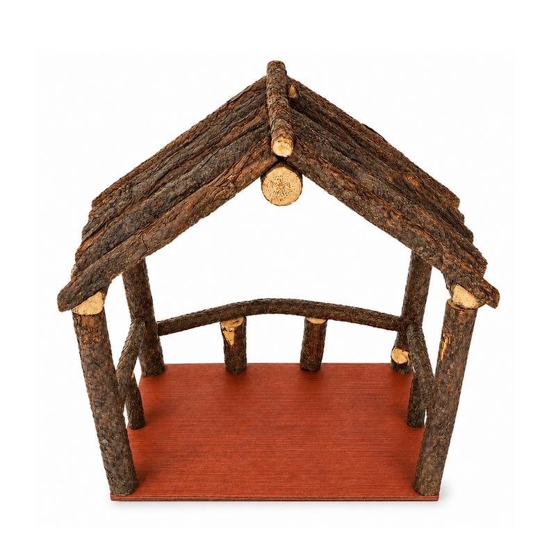 Casita Mediana Tronco Pino Nacimiento Navideño