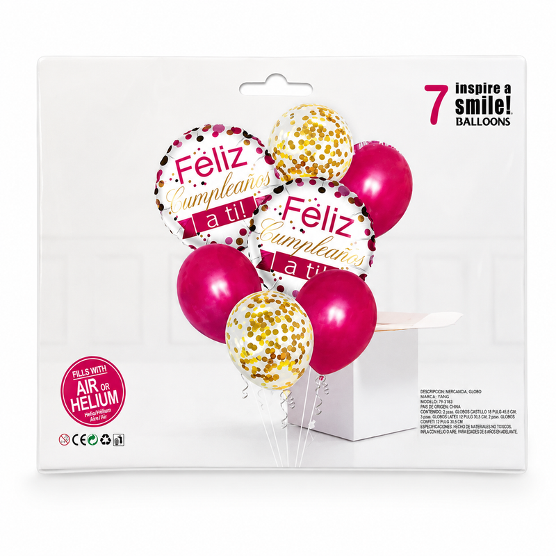 Set de Globos para Helio Feliz Cumpleaños