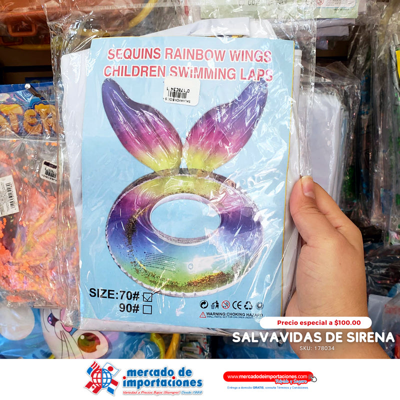 SALVAVIDAS DE SIRENA CON BRILLO 70CM-S-81