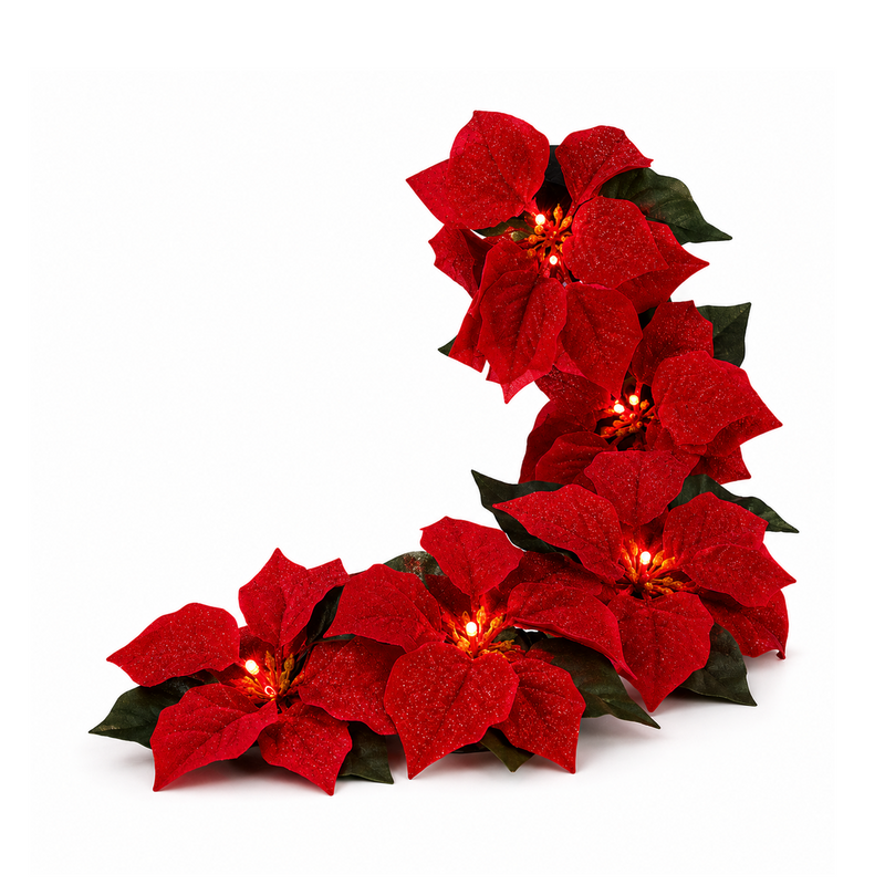 Serie De 8 Flores Noche Buena Foco Rojo Led-Ts6068