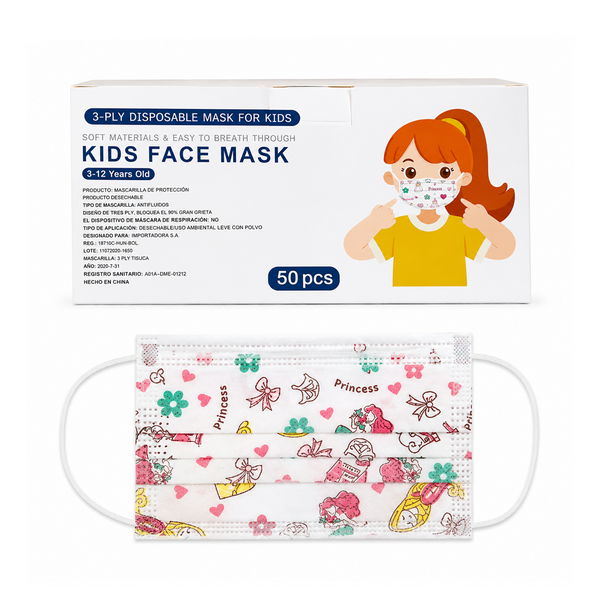 Cubrebocas Tricapa Infantil Estampado 50Pz