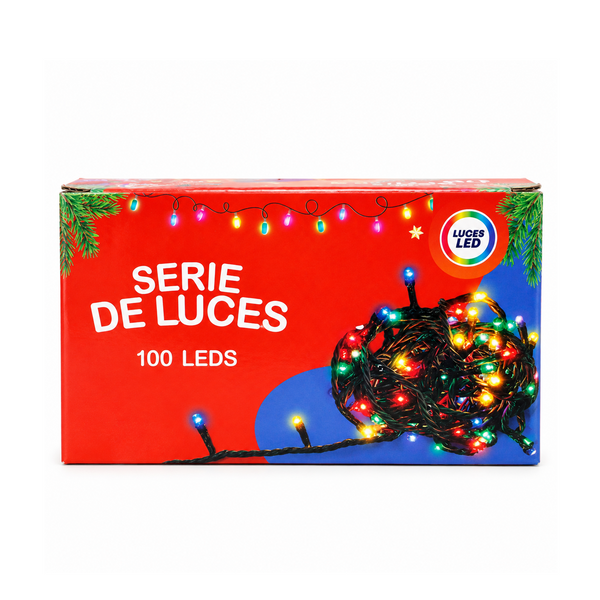 Luz Navideña Color 100 Focos 5.5Mts Cable Verde-24M2726-3 1/1 Pz