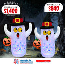 FIGURA INFLABLE FANTASMA CON CALABAZA Y BRILLOS 1.8M-24M0725