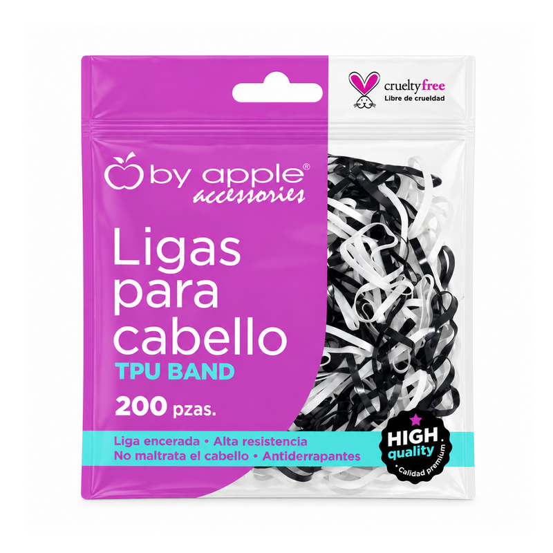 Bolsa De 200 Ligas Latex By Apple Blanco Y Negro-#65530