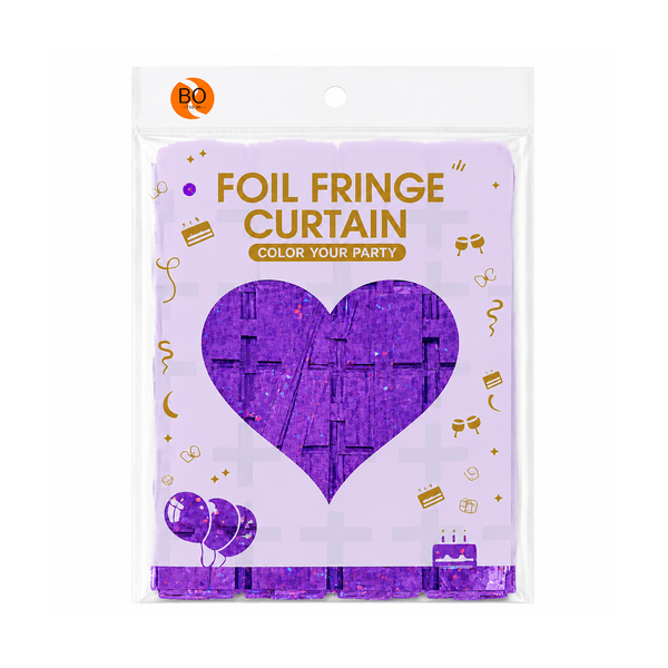 Cortina Para Fiesta Corazon Morado