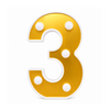 Numero 3 Dorado Con Luz