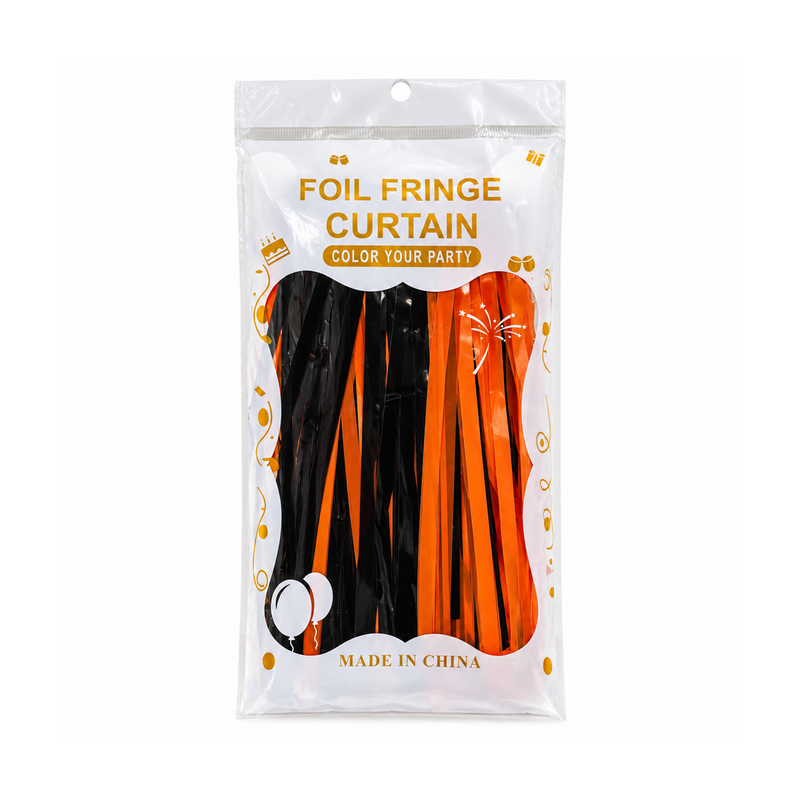 Cortina Para Fiesta Negra Y Naranja-#82237