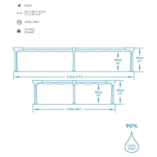 Alberca Estructural Rectangular 2.59m  x 1.7m  azul