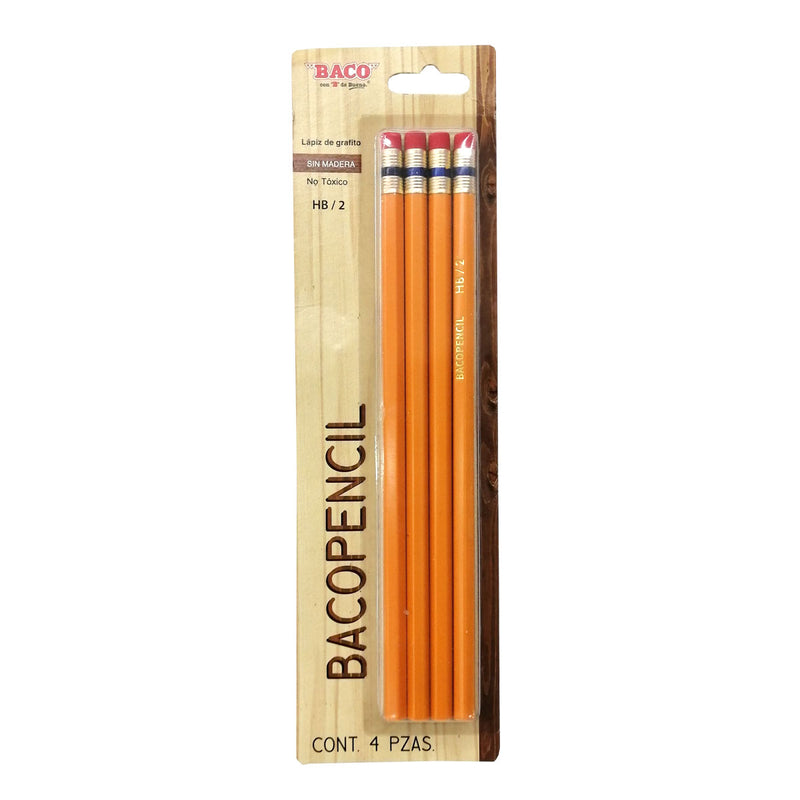 Lápiz HB/2 BACO PENCIL 4 piezas