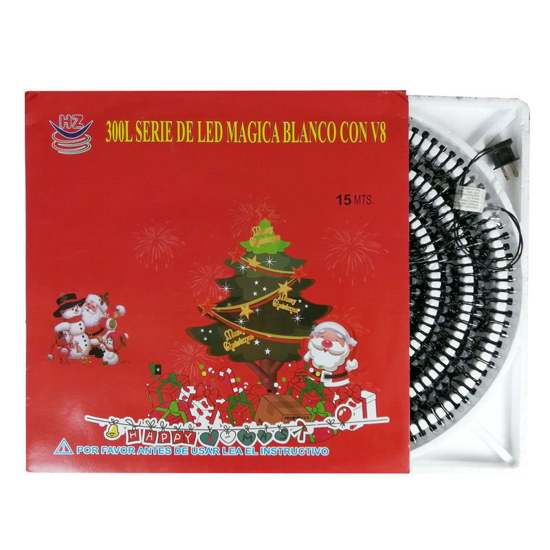 Serie Navideña de 300 Luces Led V8 Blancas