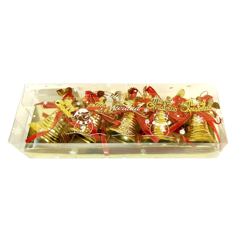 Campanas Navideñas Doradas caja con 5 piezas