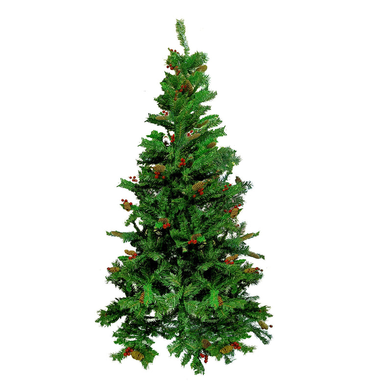 Pino navideño nevado con bayas rojas 180 cms.