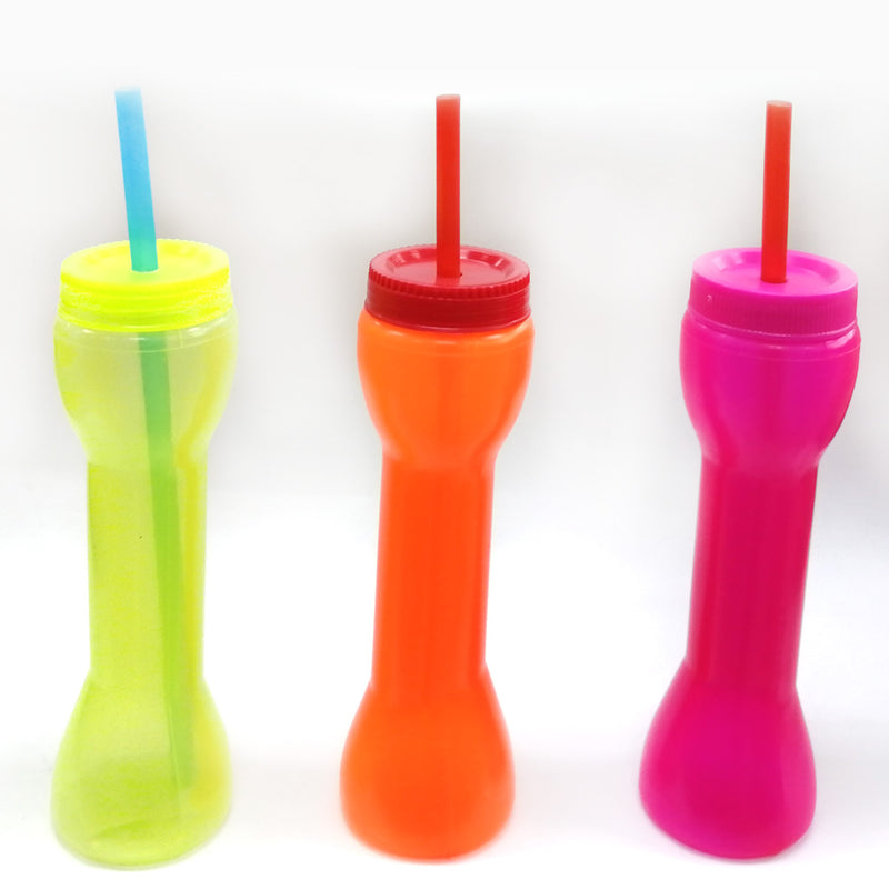 Botella Yarda 600 ml con Popote Varios Colores