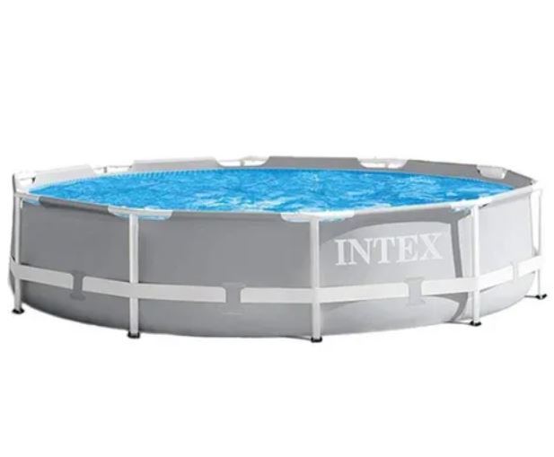 Alberca Estructural Redonda Intex 3.05m Diámetro Azul y Gris